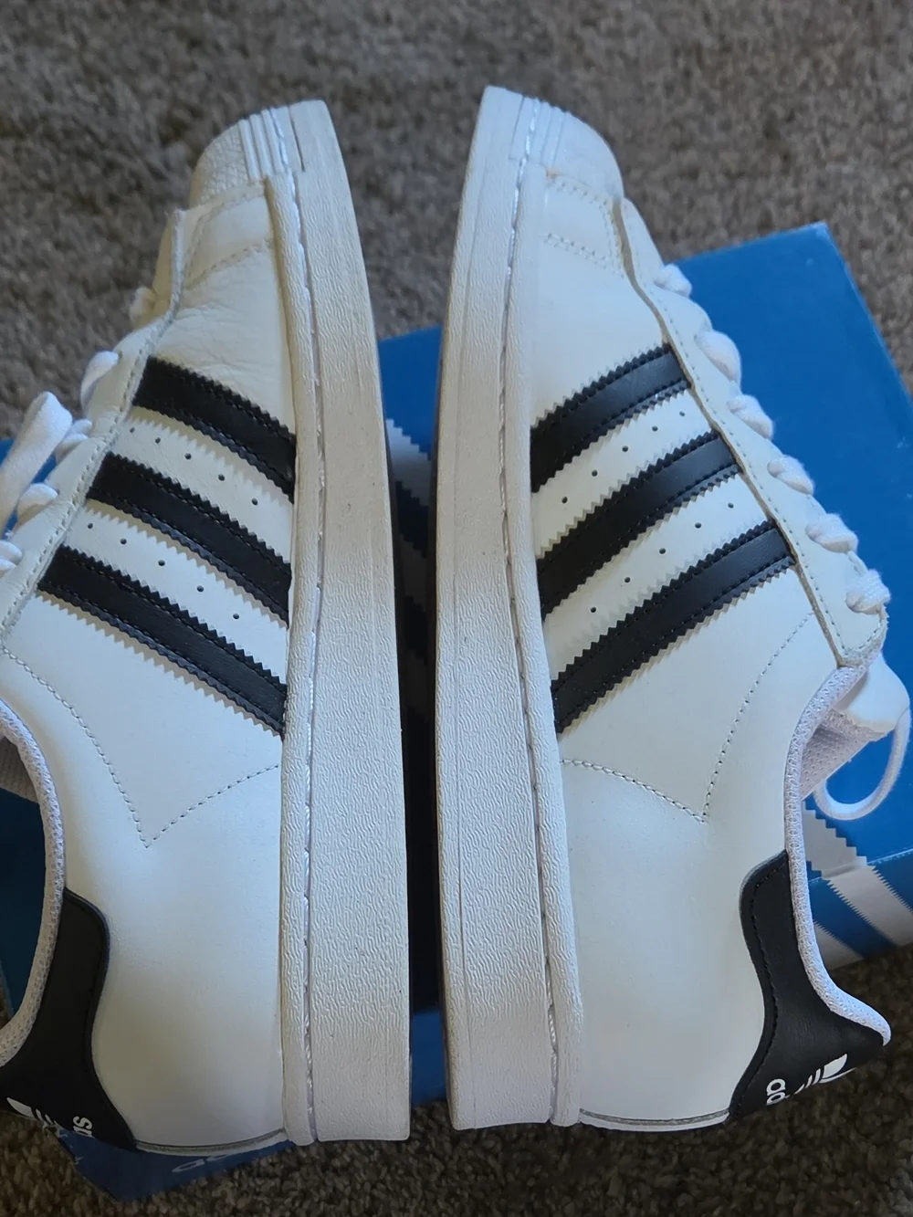 Adidas Superstar White Sneakers with Black Stripes